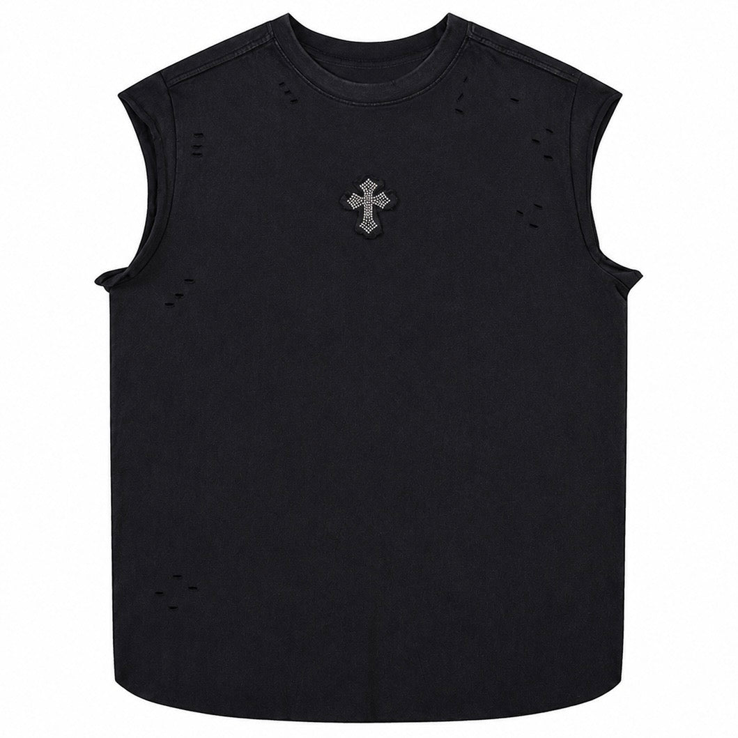 【トップス】クロスパッチノースリーブTシャツ mry002445