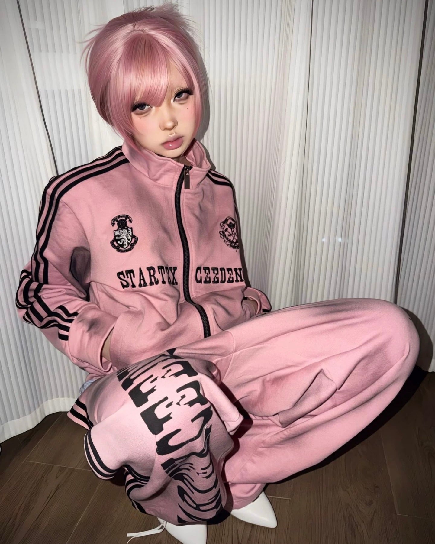 【Set-Up】Washed Pink Track Suit mry002168