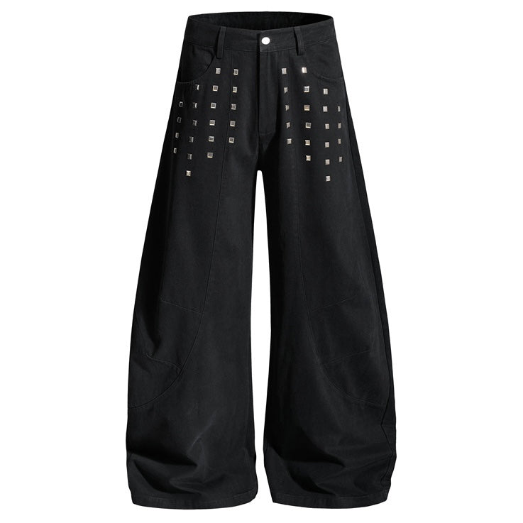 【ボトムス】スタッズワイドデニムパンツ mry002438