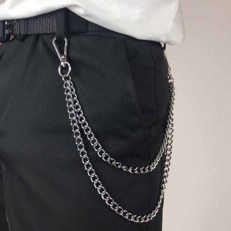 Double Layer Silver Wallet Chain mry001926