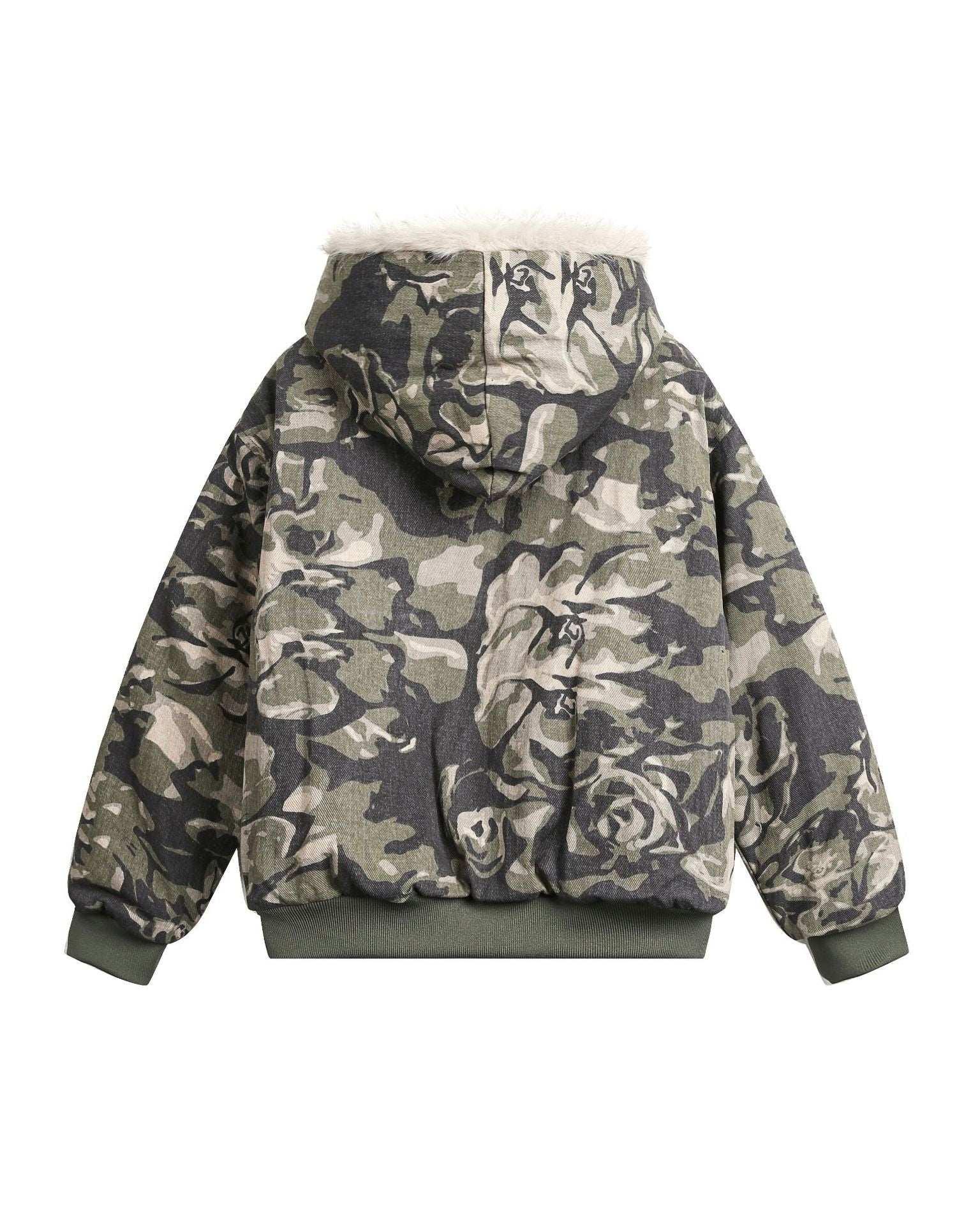 Camo Fur-Lined Hooded Jacket mry001848