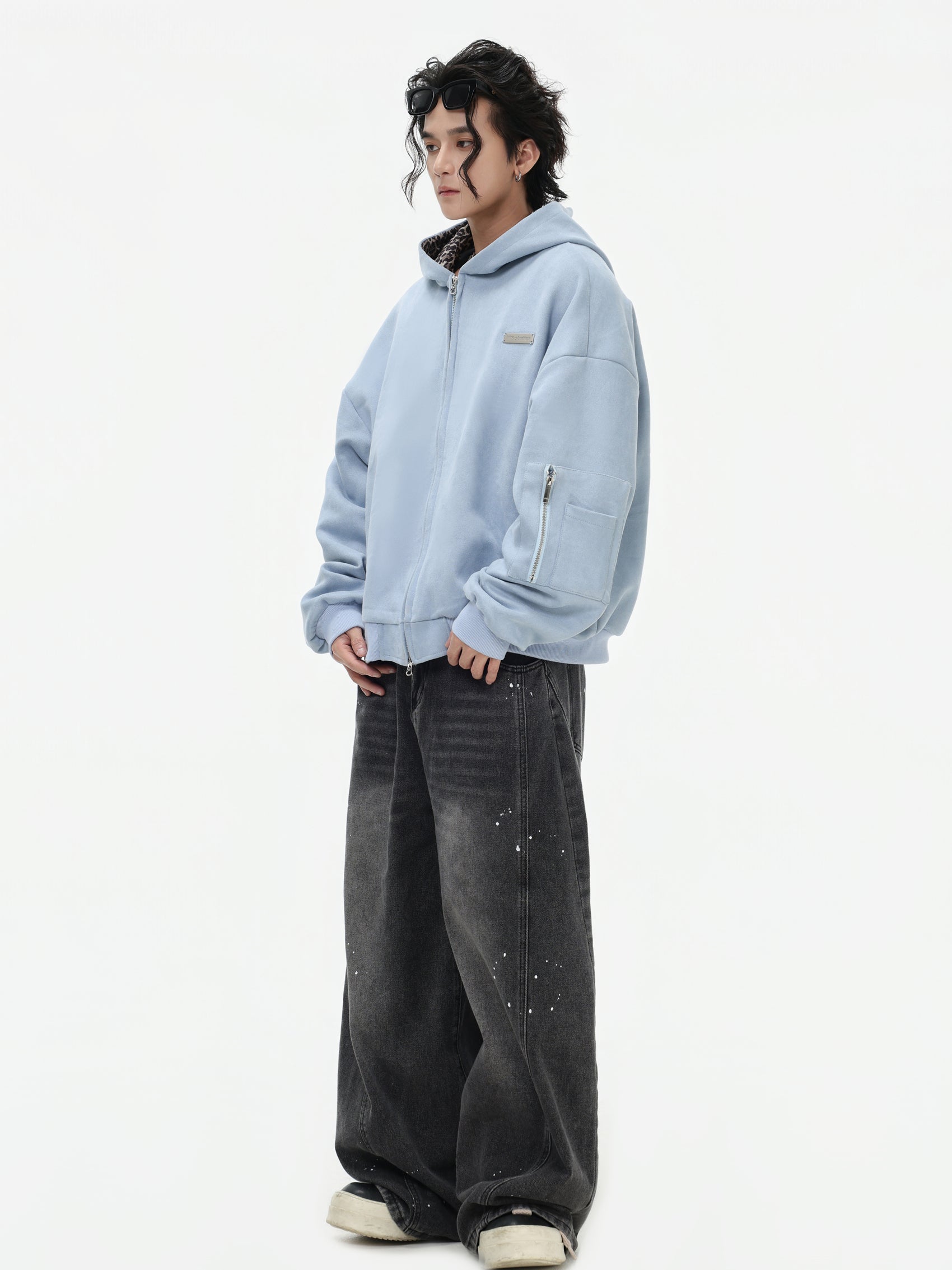 【評価★4.8以上／高品質】Leopard Lined Oversized Zip Hoodie Jacket mry001903