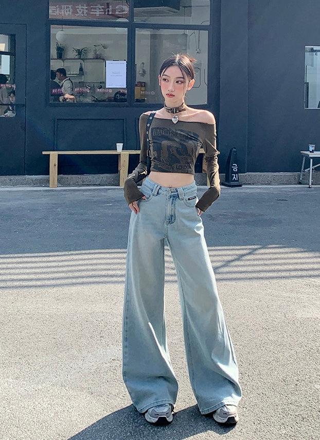 Sunset Ombre Wide-Leg Denim Pants mry001751