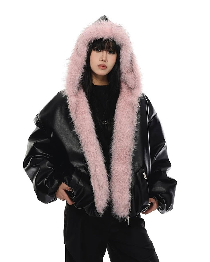 【評価★4.8以上】Oversized Faux Leather Jacket mry001958