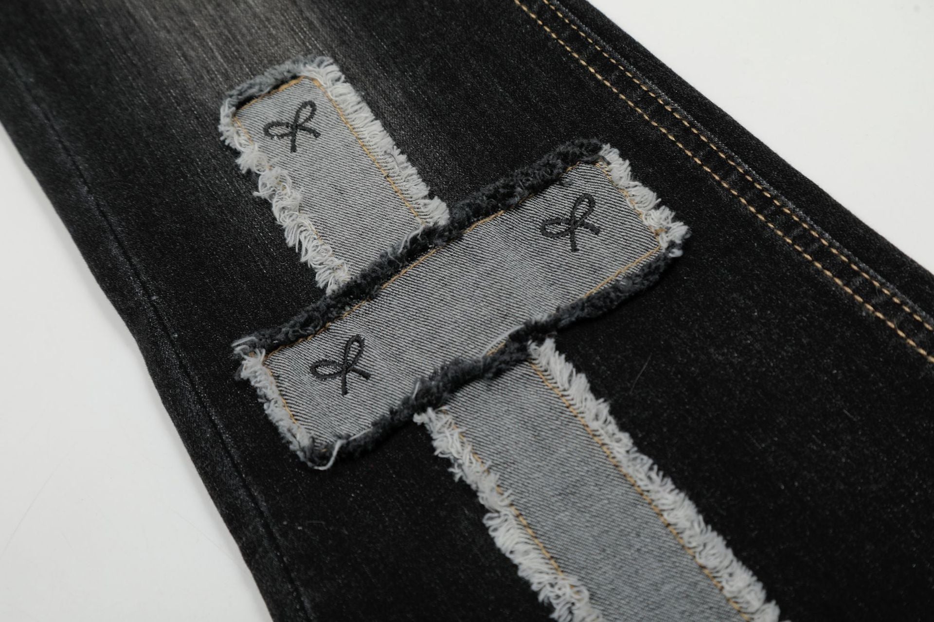 Ribbon Strap Panel Flare Denim Pants mry001667