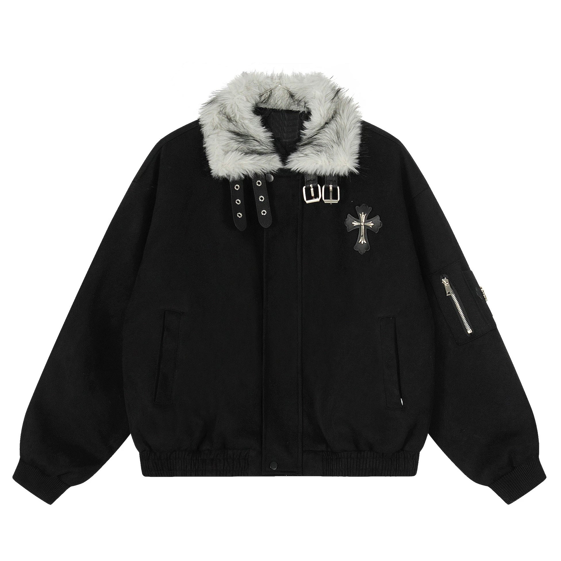 Cross Fur Bomber Jacket mry002017