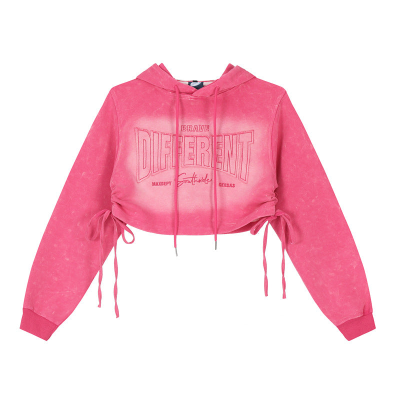 【2color】Different Logo Cropped Hoodie mry001849