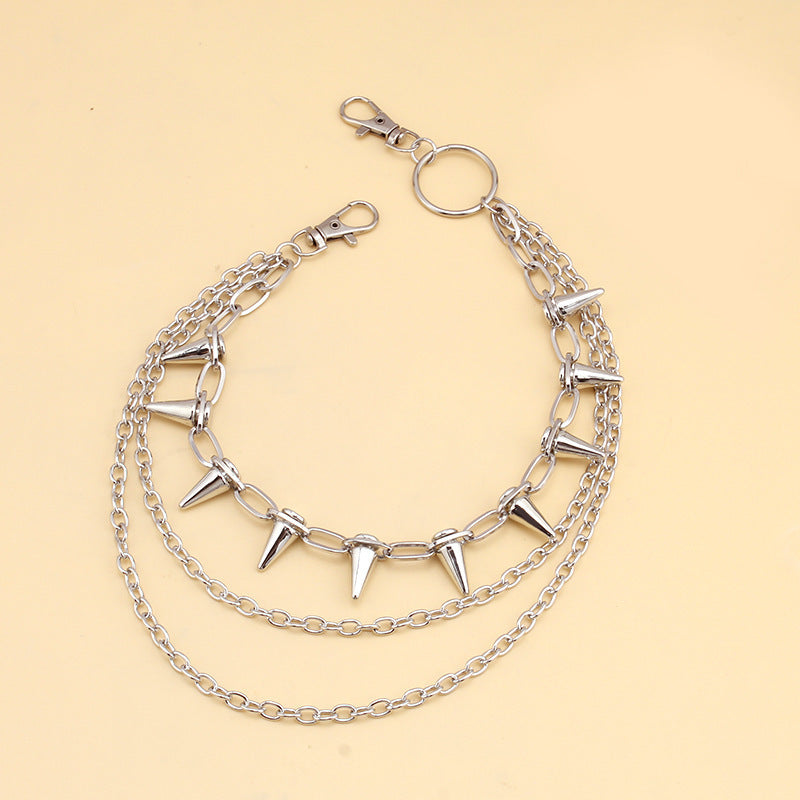 Spike Triple Layer Silver Wallet Chain mry001929