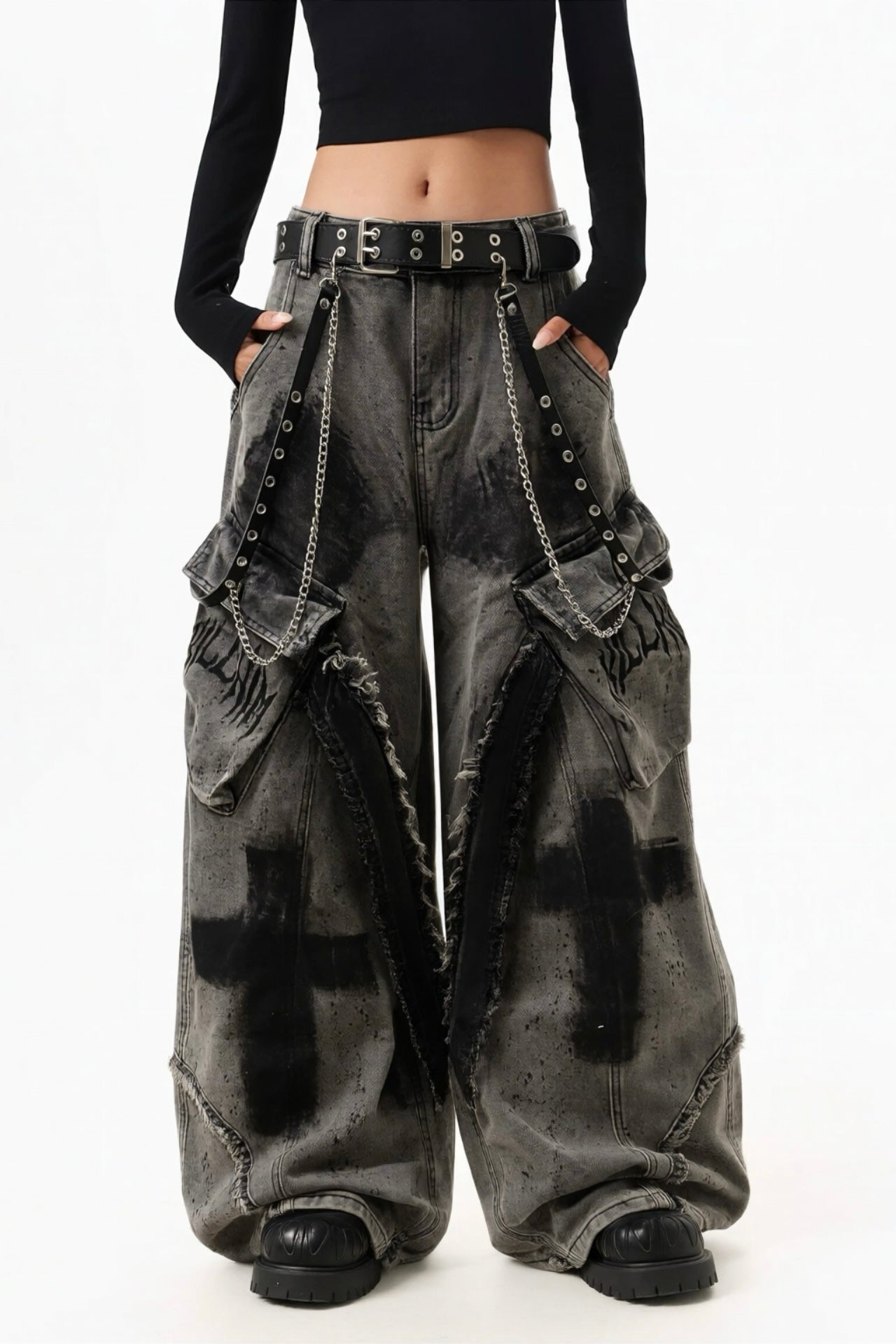 【ボトムス】グランジカーゴデニムパンツ mry002371