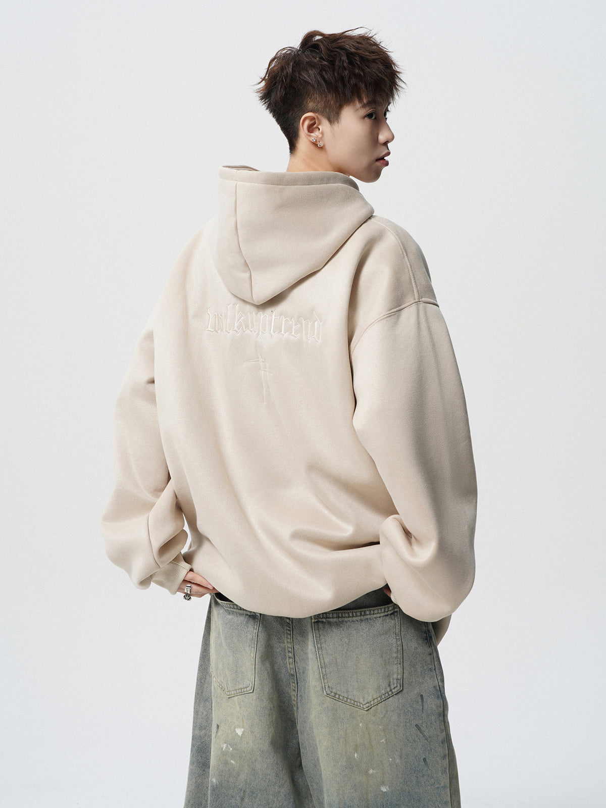 【評価★4.8以上／Tops】Minimal Cross Logo Oversized Hoodie mry001916