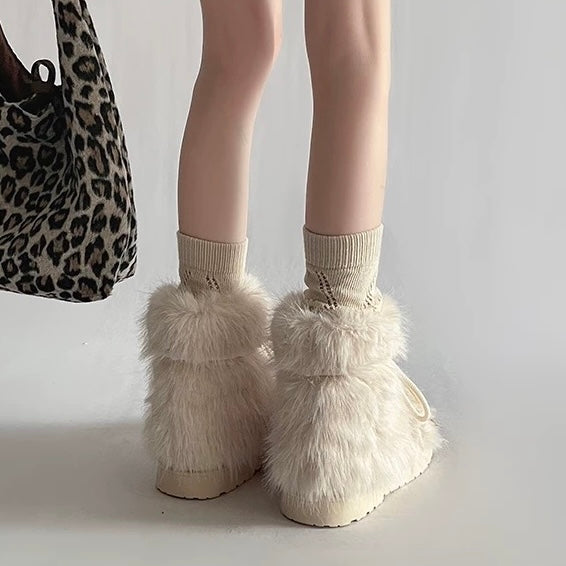 Faux Fur Lace-Up Boots mry002009