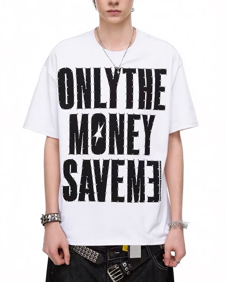 【トップス】ビッグロゴラインストーンTシャツ mry002449
