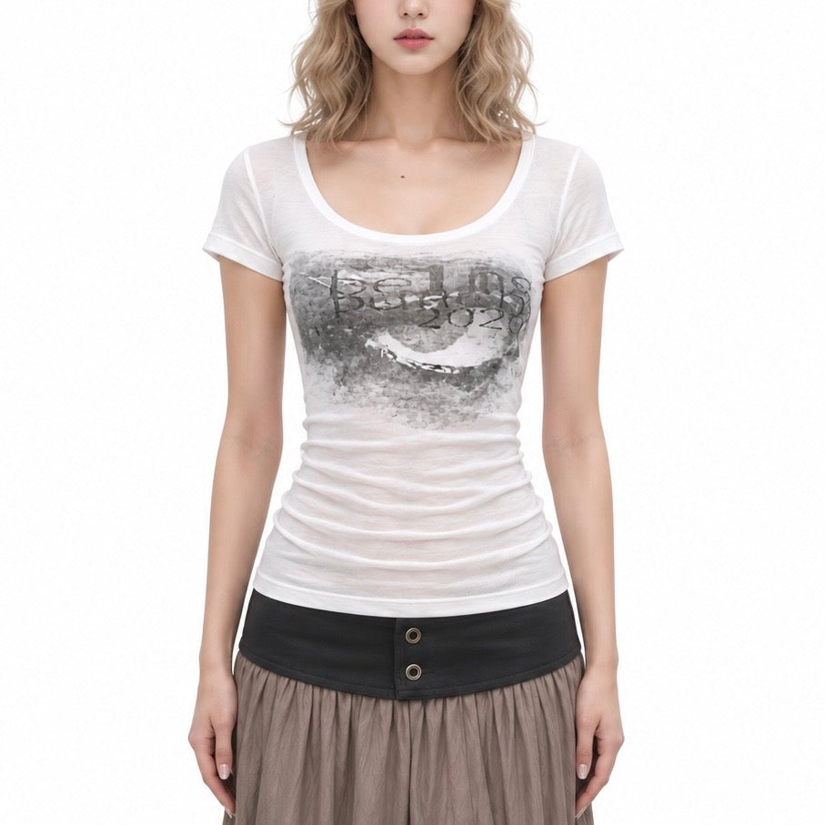 【新作】グランジスマイル フィットTシャツ mry002650