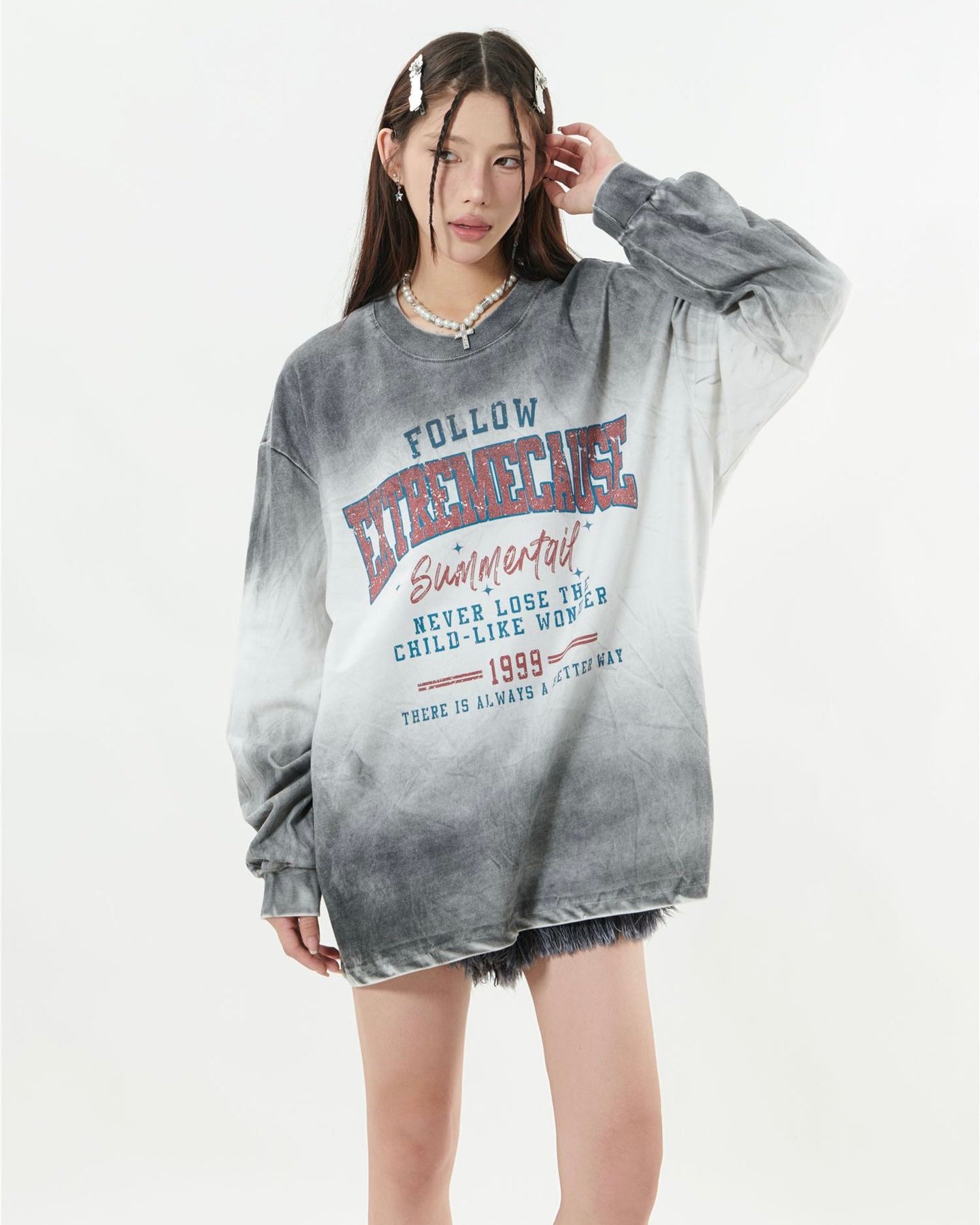 【2color】Vintage College Graphic Oversized shirt mry001844