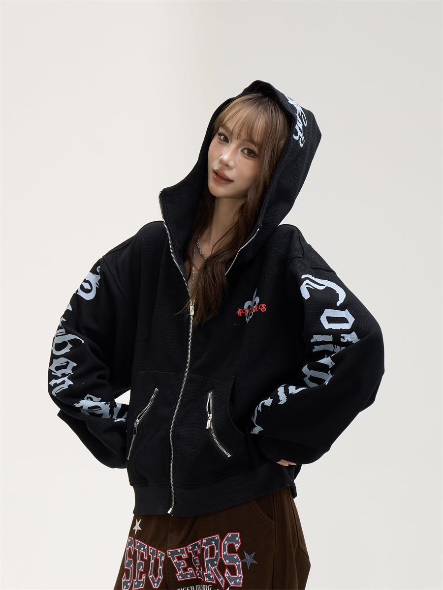 【評価★4.8以上／高品質】Unisex Oversized Gothic Graphic Hoodie mry001899