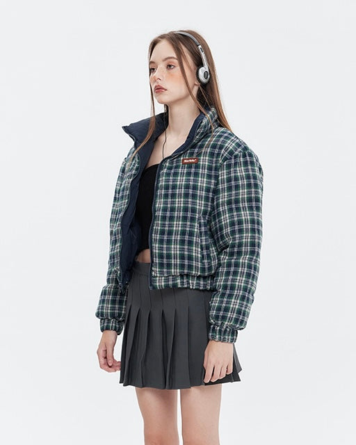 【2color】Reversible Checkered Short Down Jacket mry001802