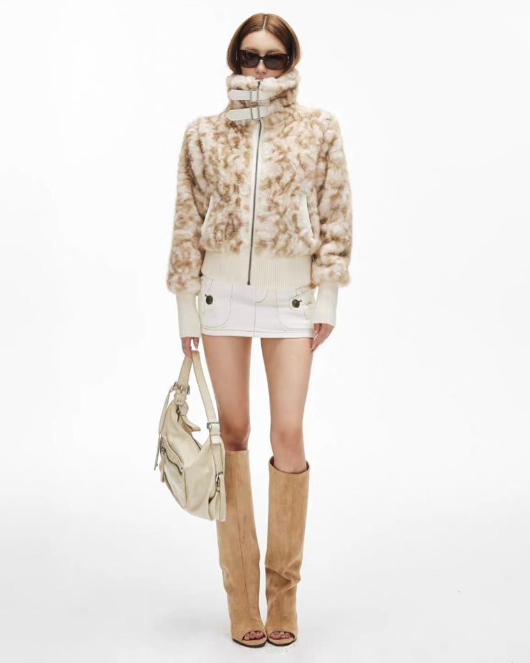 Soft Leopard Fur Short Jacket mry002107