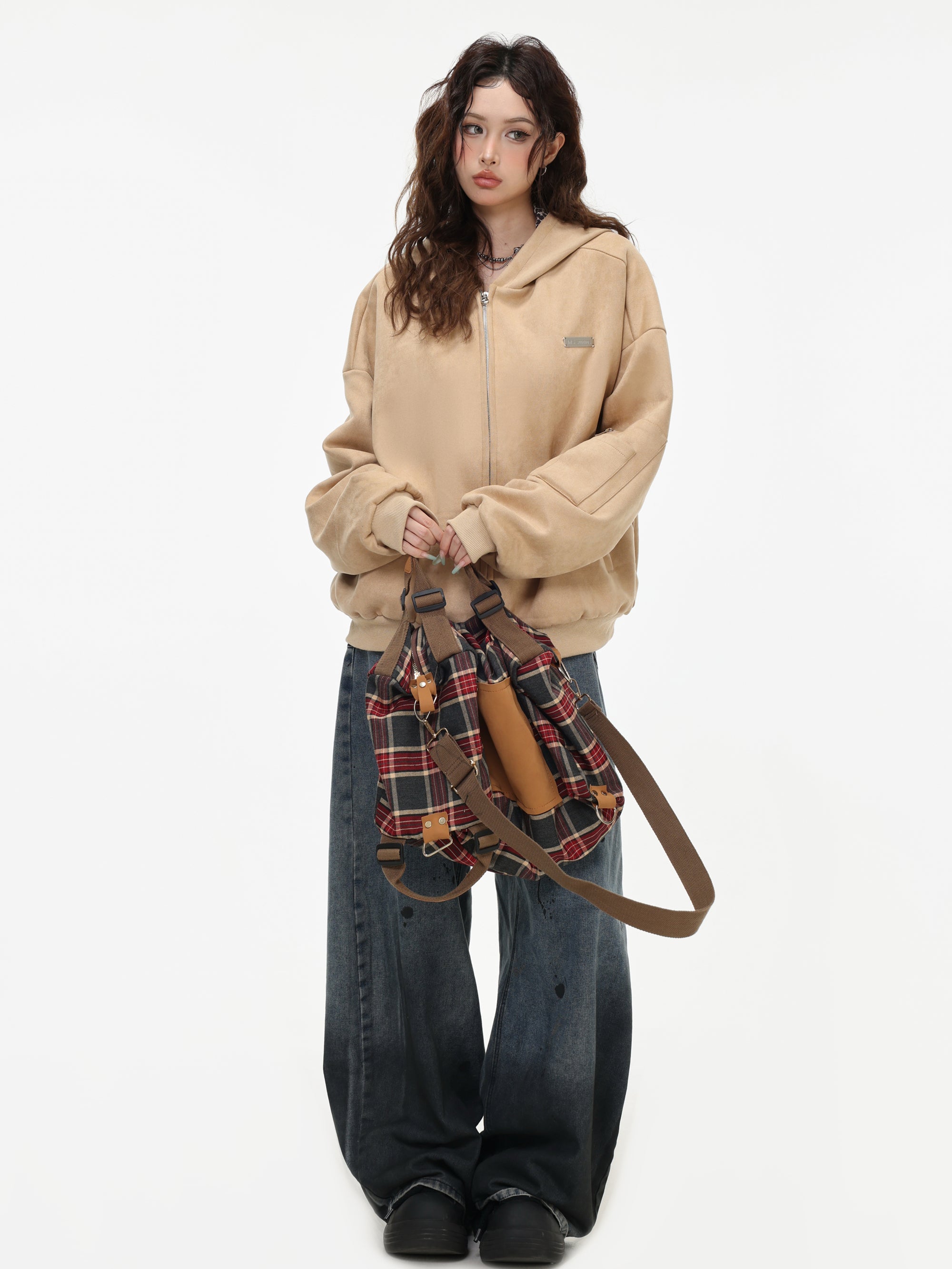 【評価★4.8以上／高品質】Leopard Lined Oversized Zip Hoodie Jacket mry001903