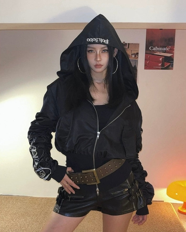 Gothic Hooded Bomber Jacket mry001986