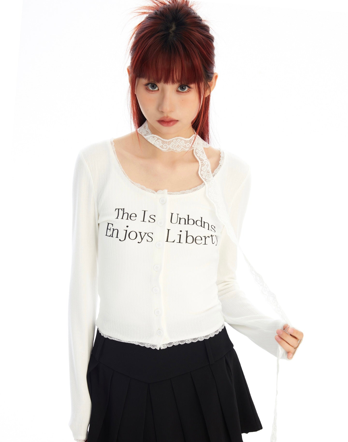 Lace Liberty Ribbed Cardigan mry001754
