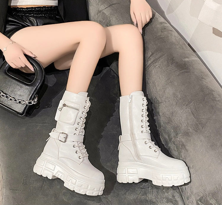 【2color】Utility Pocket Platform Combat Boots mry001670