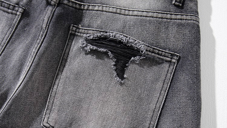 Extreme Distressed Wide-Leg Jeans mry001737