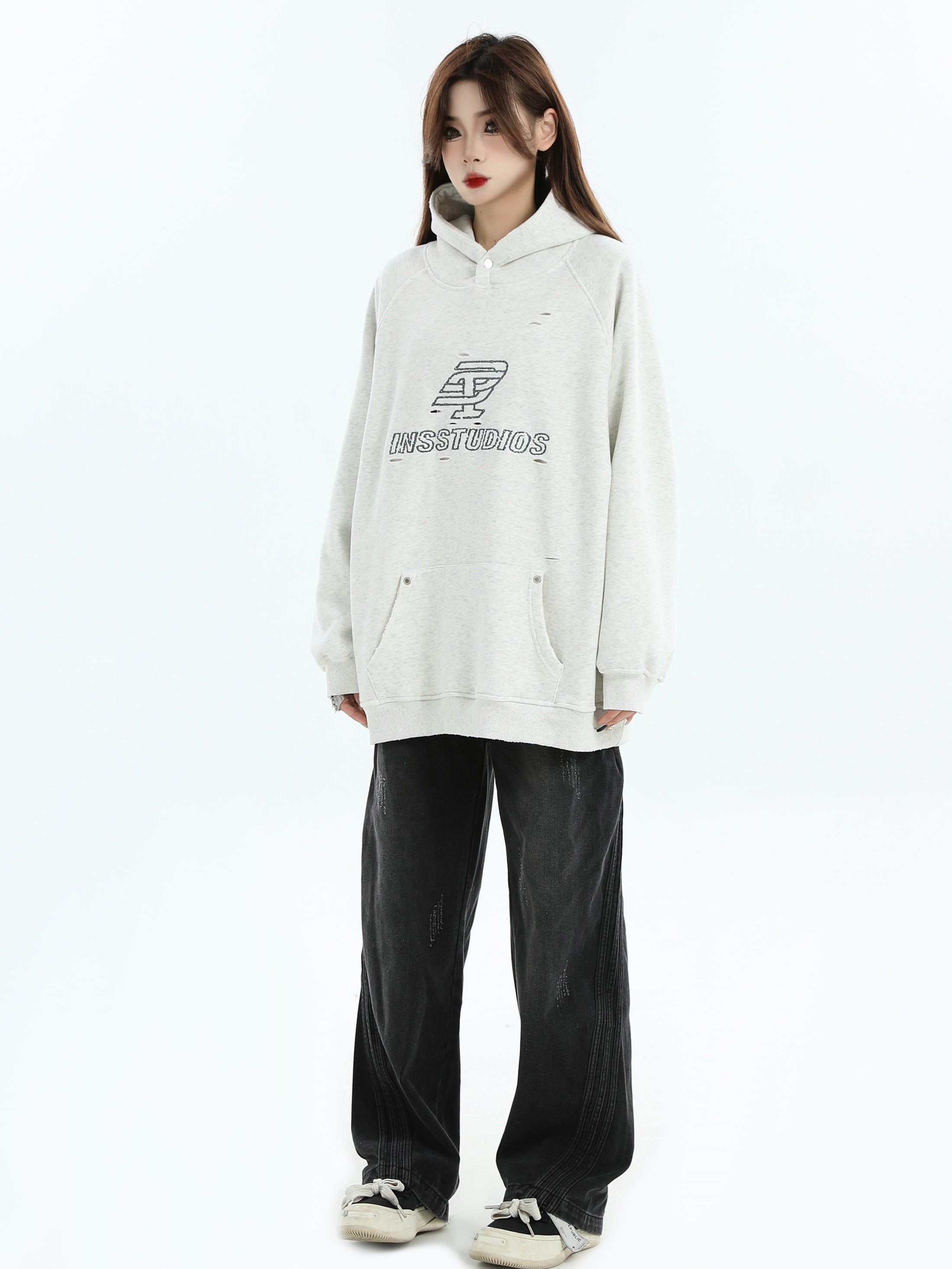 【評価★4.8以上／Tops】Washed Logo Oversized Hoodie mry001915