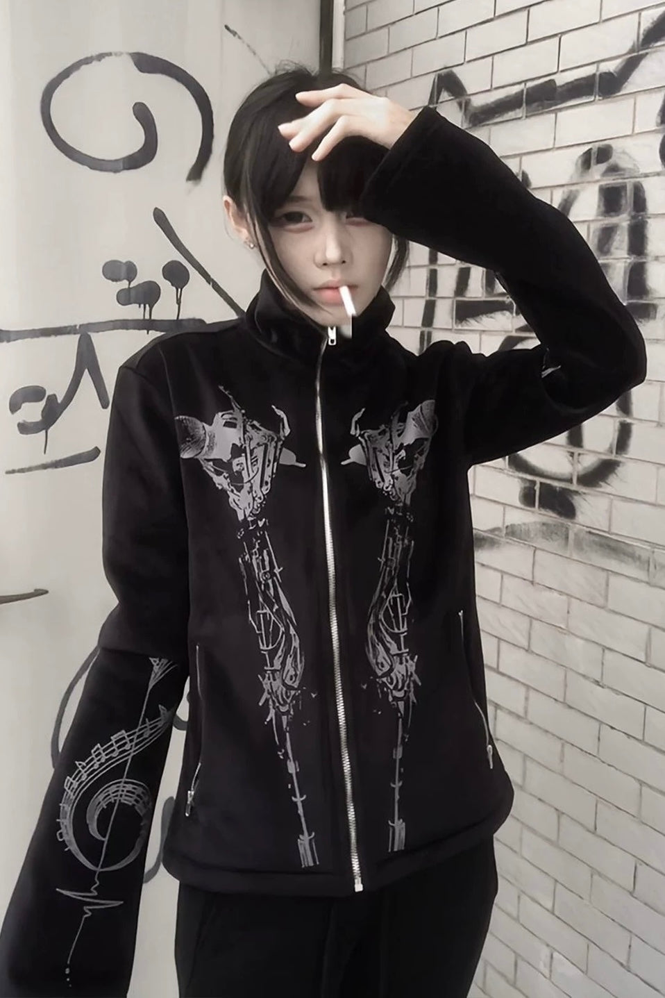 Dual Gun Gothic Zip Hoodie Jacket mry002209