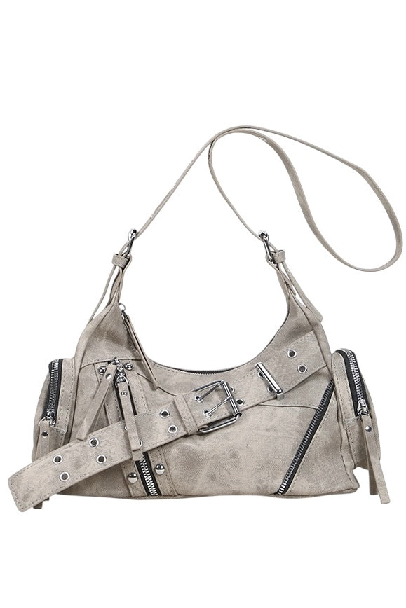 Belted Zip Shoulder Bag mry002258