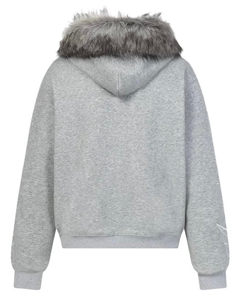 Graphic Fur Zip-Up Hoodie mry002064