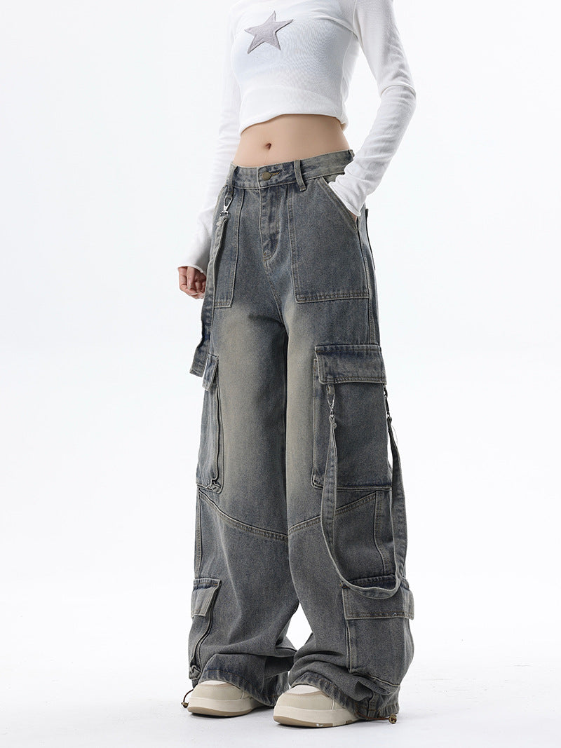 Gravity Strap Wide-Leg Denim Pants mry001702