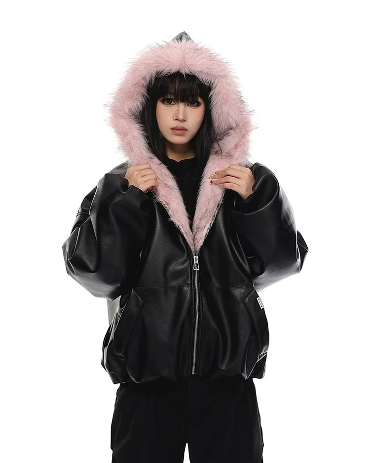 【評価★4.8以上】Oversized Faux Leather Jacket mry001958