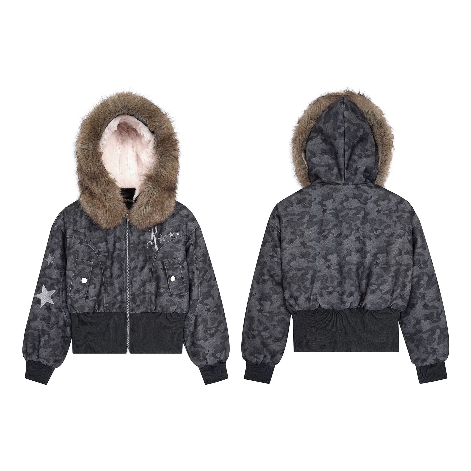 Cropped Camo Bomber Jacket mry002010