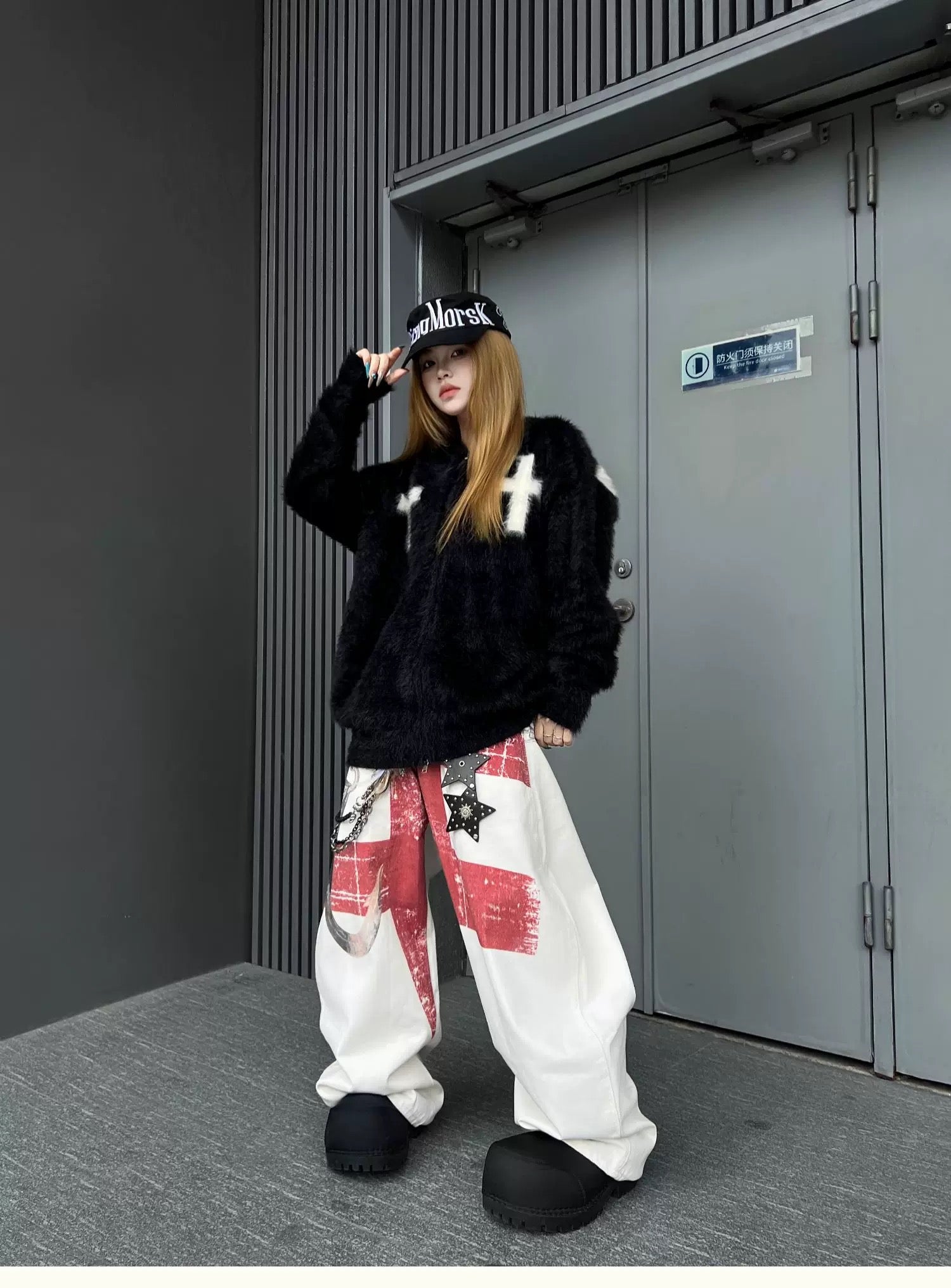 Unisex Fur Cross Zip Jacket mry002025