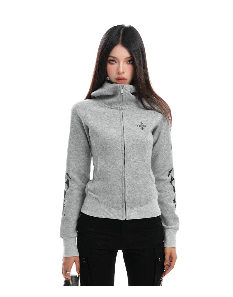 【評価★4.8以上／Top】Cross Embroidered Zip Sweat Jacket mry001933