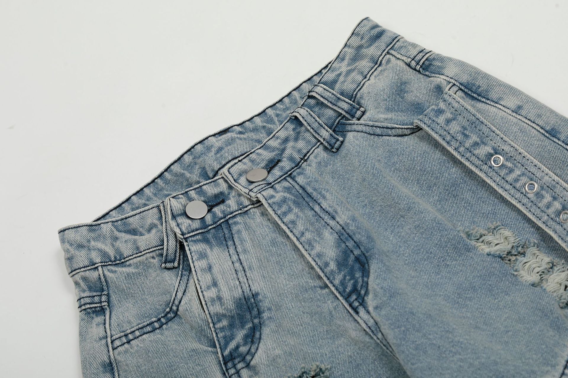 【2color】Shadow Buckle Wide Cargo Denim Pants mry001700