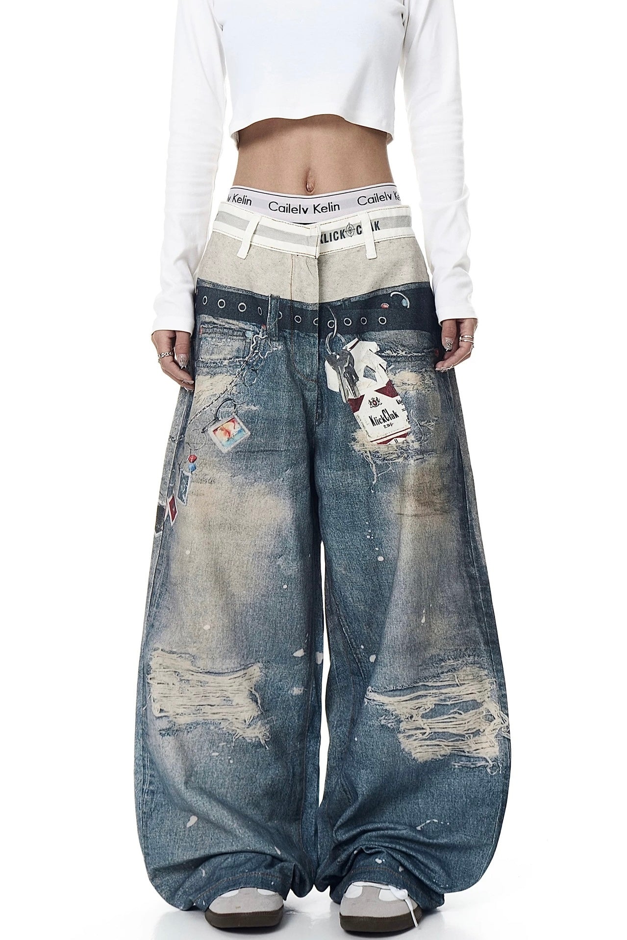 Grunge Distressed Baggy Pants mry002288