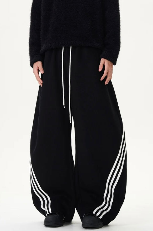 【YURU:FIT】 Wide-Leg Stripe Sweatpants mry001858