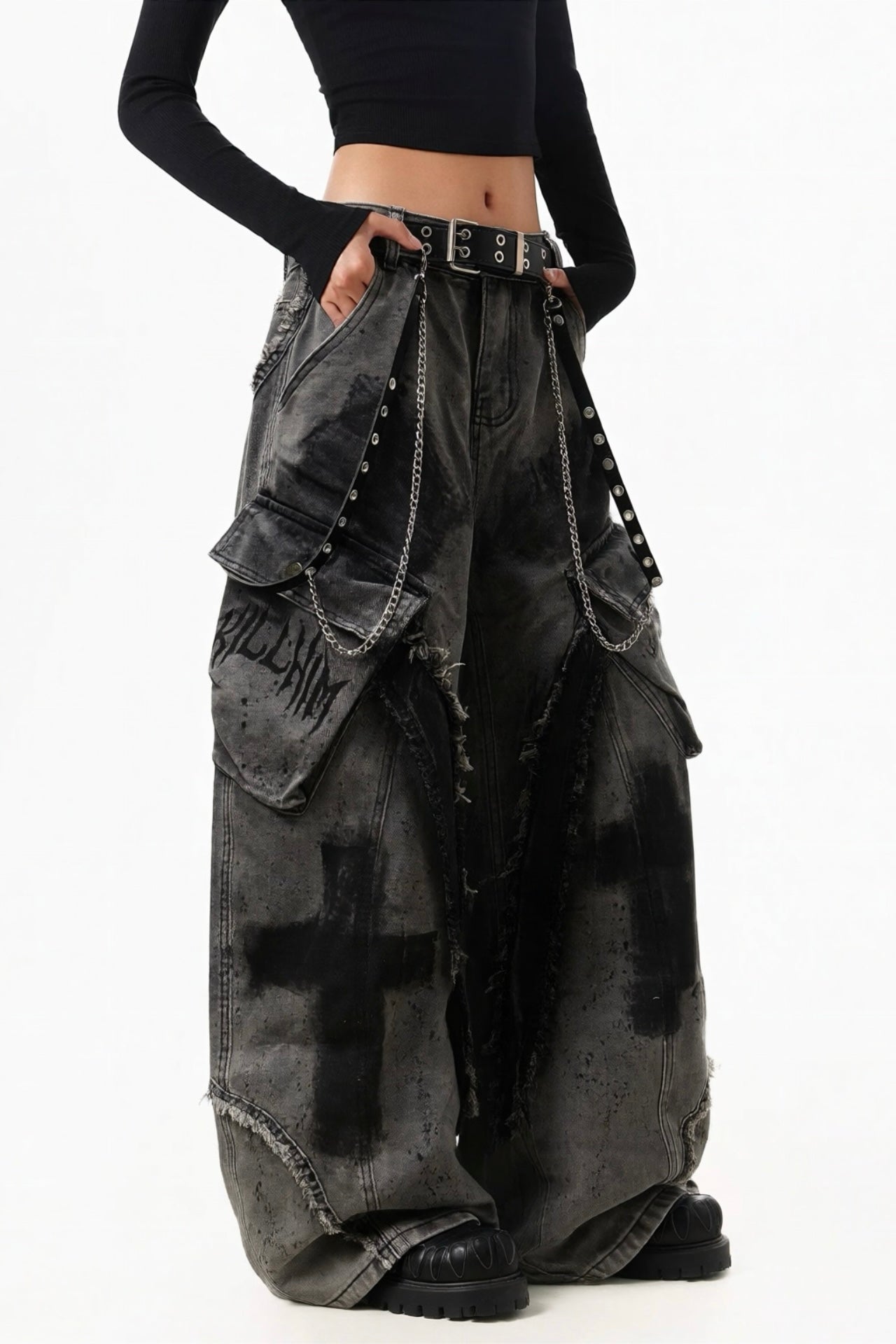 【ボトムス】グランジカーゴデニムパンツ mry002371