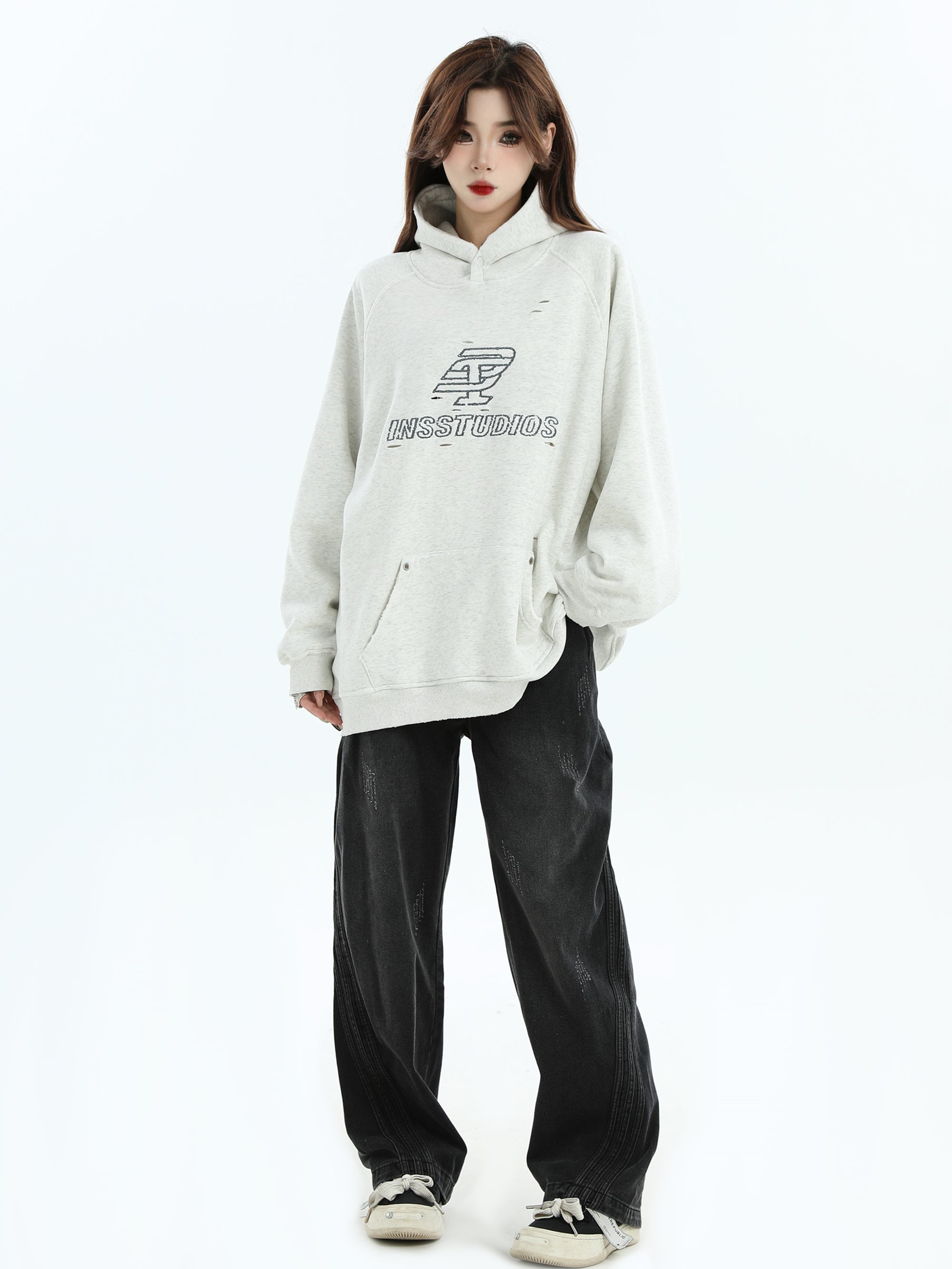 【評価★4.8以上／Tops】Washed Logo Oversized Hoodie mry001915