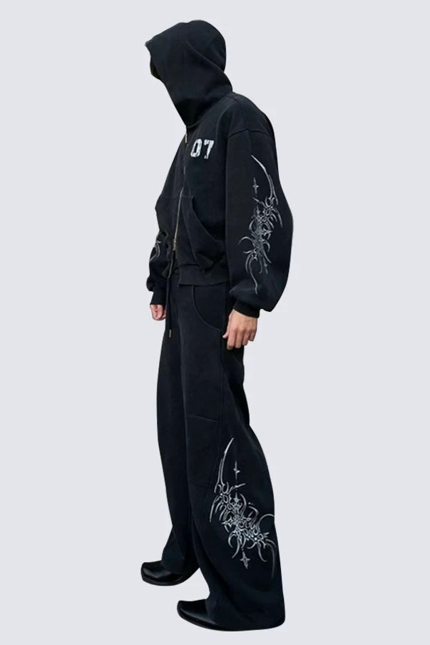 【Set-Up】Graphic Zip Hoodie Wide Pants Set-Up mry002180