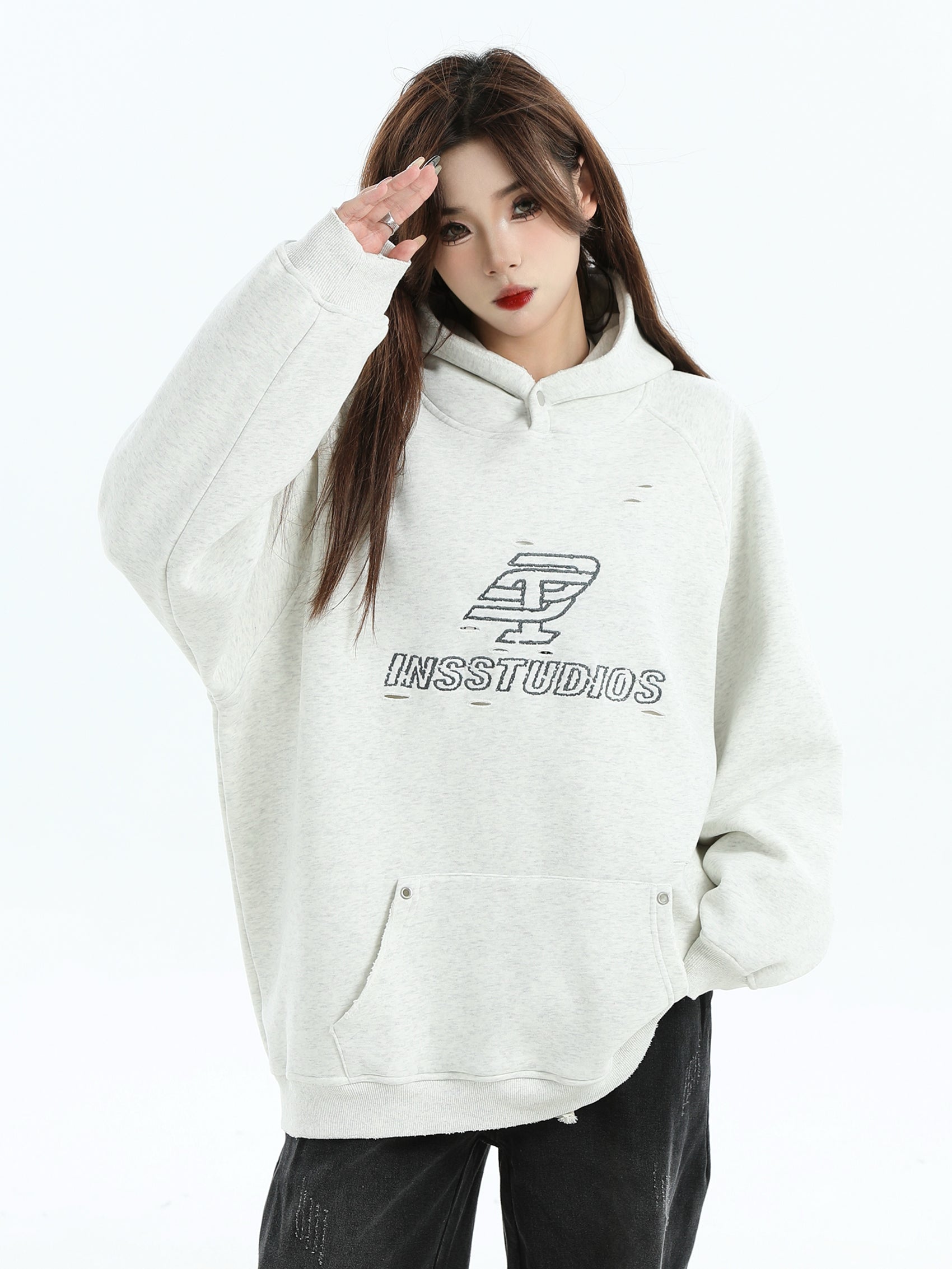 【評価★4.8以上／Tops】Washed Logo Oversized Hoodie mry001915