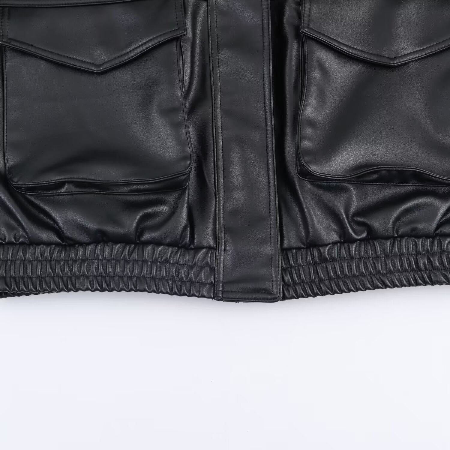 Fur Trimmed Leather Jacket mry002029