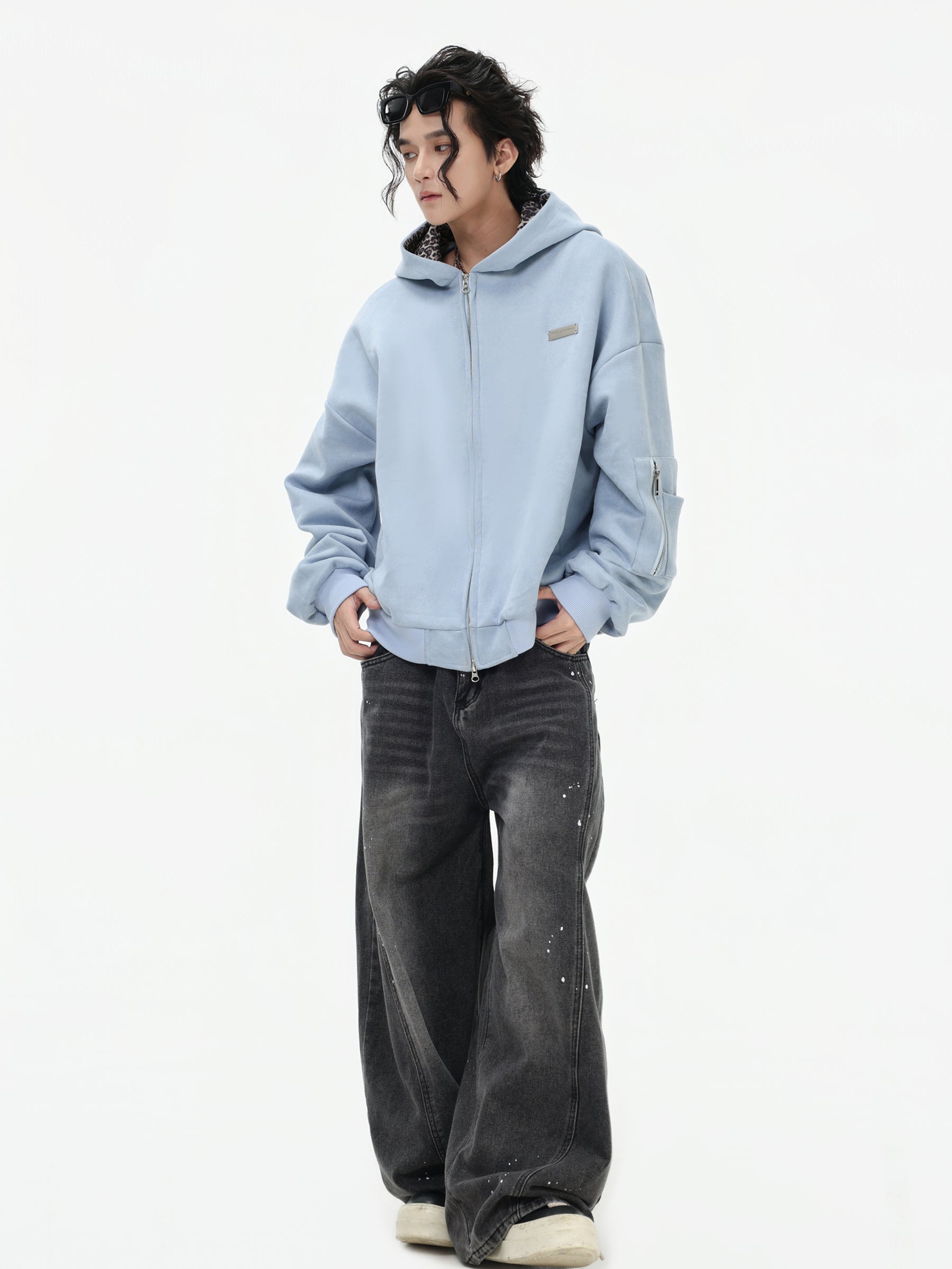 【評価★4.8以上／高品質】Leopard Lined Oversized Zip Hoodie Jacket mry001903
