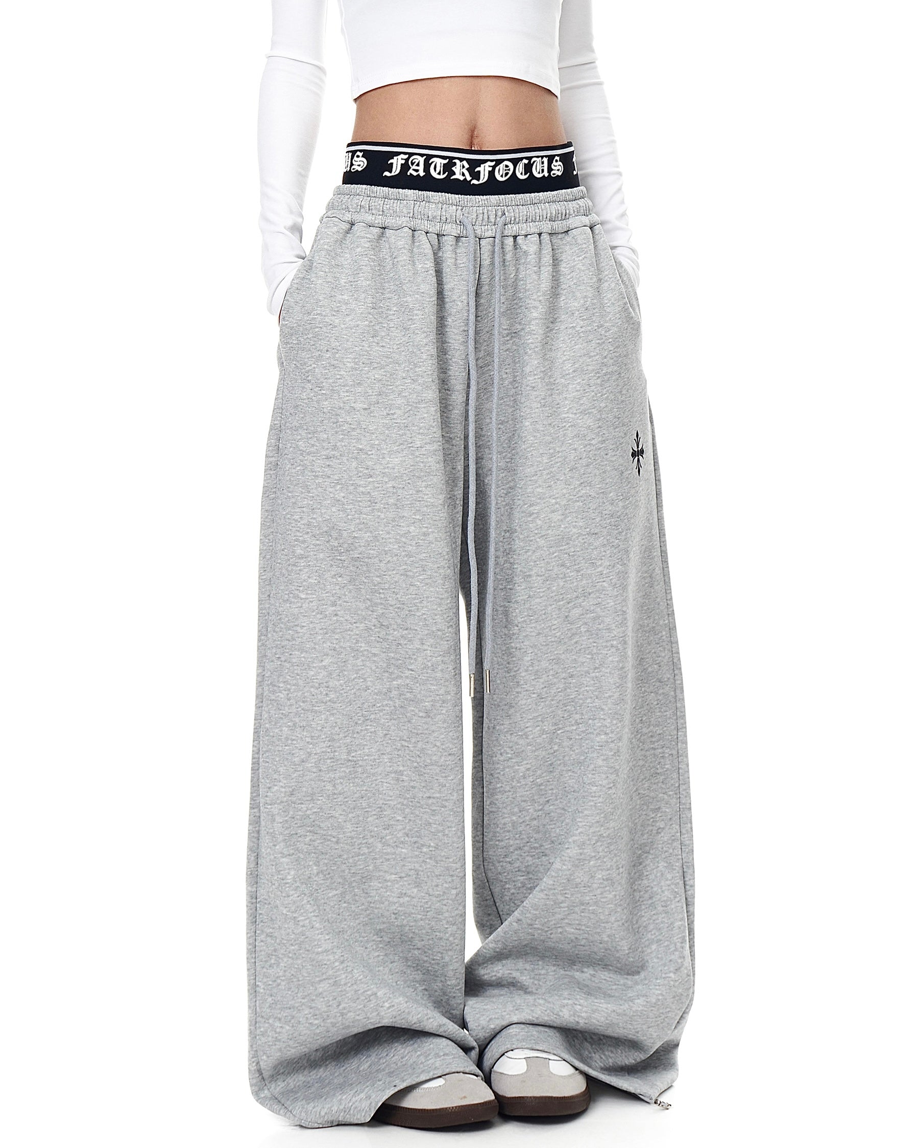 【YURU:FIT】 Cross Print Wide Sweatpants mry001861