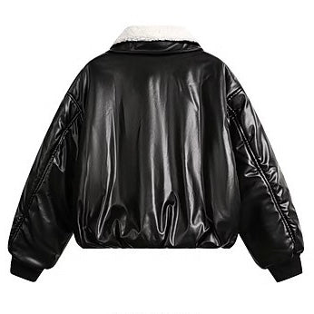 Varsity Patch Faux-Leather Bomber Jacket mry001968