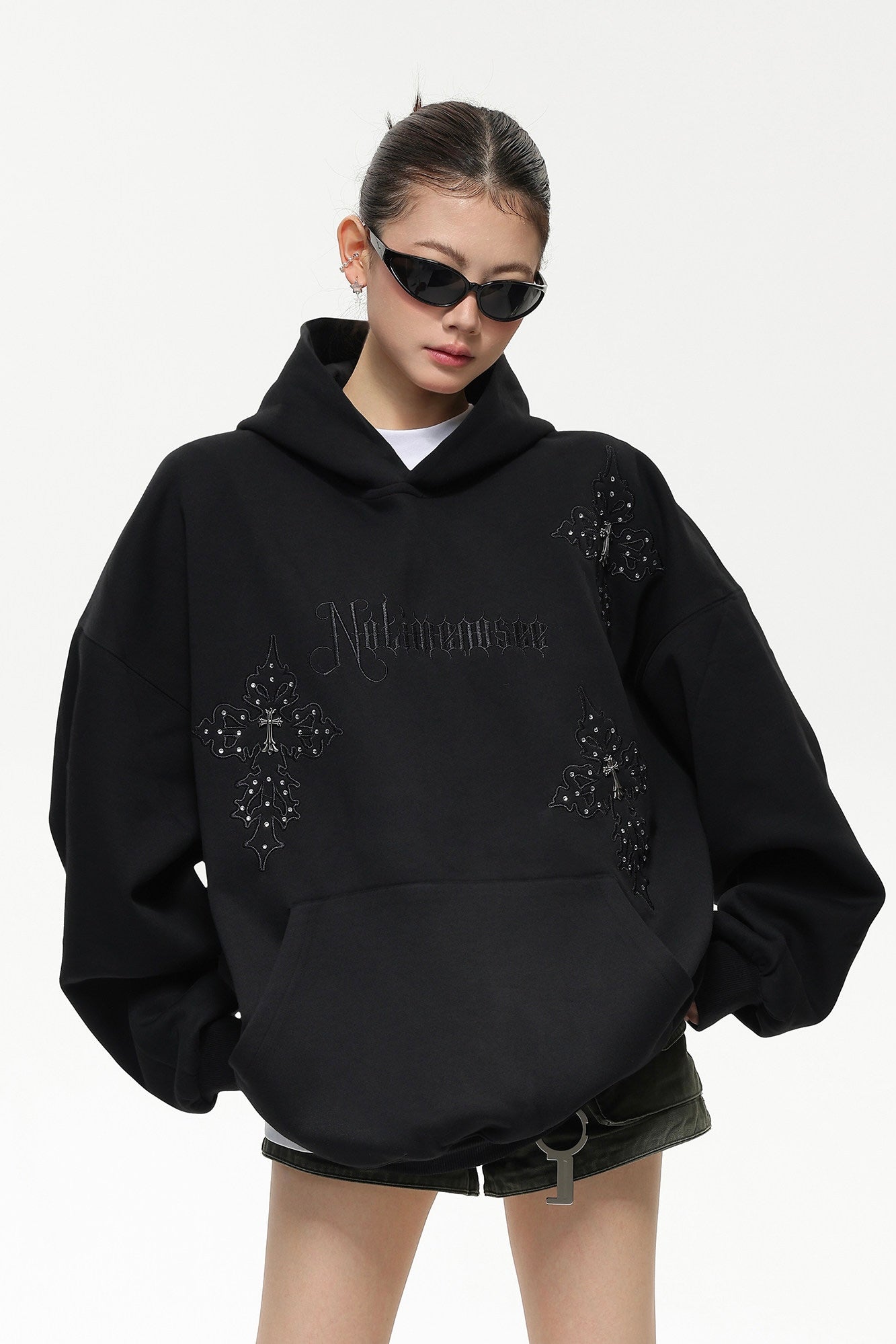 Studded Cross Gothic Hoodie mry002226