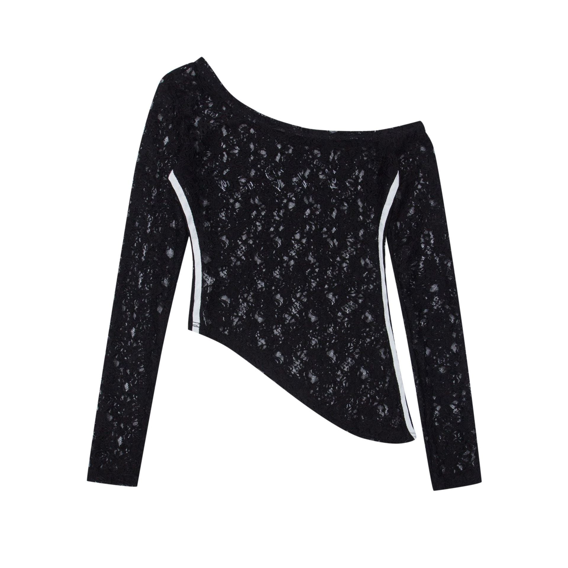 【2color】Asymmetric Lace Off-Shoulder Top mry001711