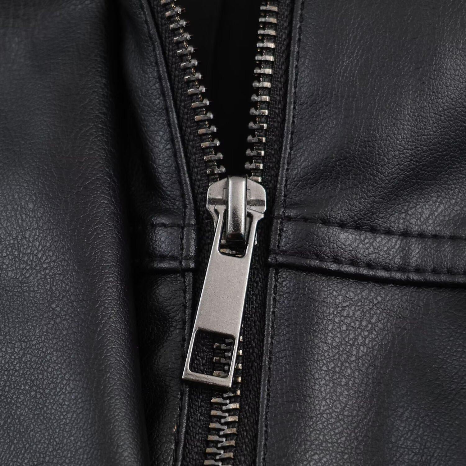 Fur Trimmed Leather Jacket mry002029