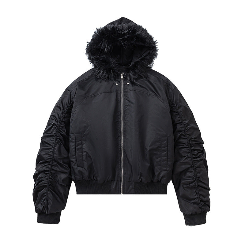 【高品質】Fur Hooded Bomber Jacket mry001984